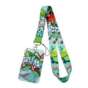 Bulbasaur ID Badge Holder Lanyard with Card Case & Key Strap